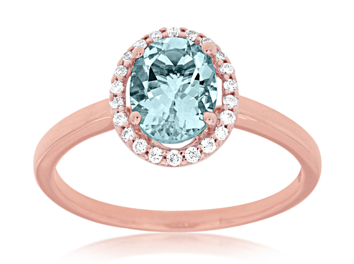 AQUAMARINE & DIAMOND RING