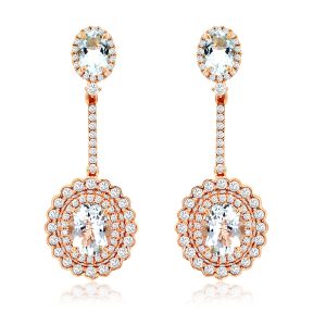 AQUAMARINE & DIAMOND EARRING