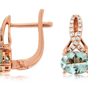 AQUAMARINE & DIAMOND EARRING