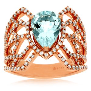 AQUAMARINE & DIAMOND RING