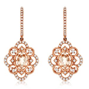 MORGANITE & DIAMOND EARRING