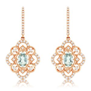 AQUAMARINE & DIAMOND EARRING
