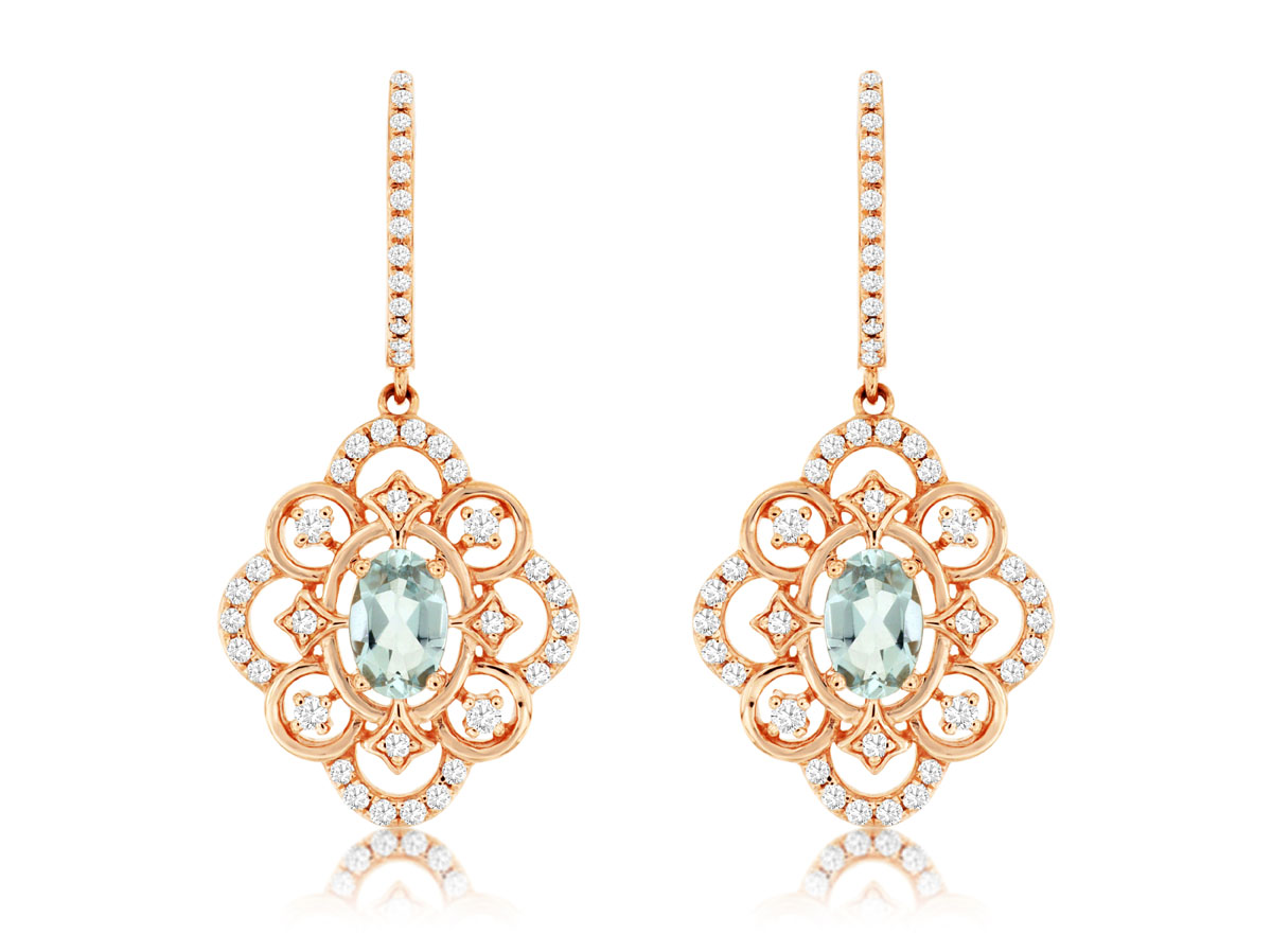 AQUAMARINE & DIAMOND EARRING