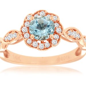 AQUAMARINE & DIAMOND RING