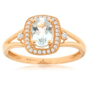 AQUAMARINE & DIAMOND RING
