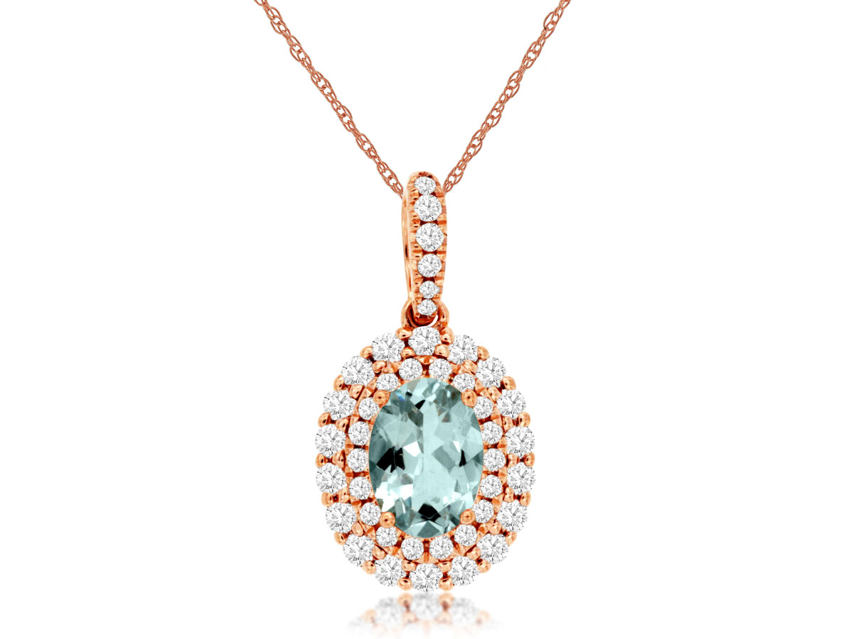 AQUAMARINE & DIAMOND PENDANT