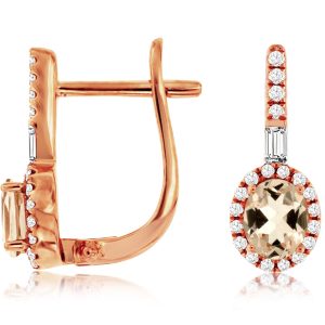 MORGANITE & DIAMOND EARRING