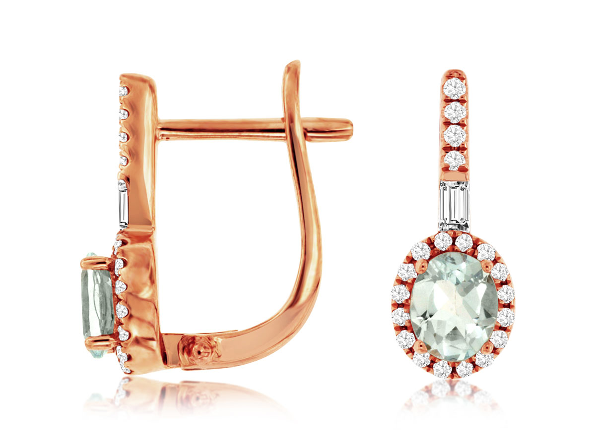 AQUAMARINE & DIAMOND EARRING
