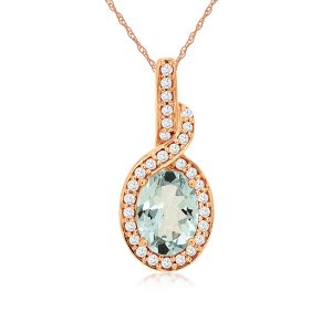 AQUAMARINE & DIAMOND PENDANT