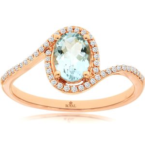 AQUAMARINE & DIAMOND RING