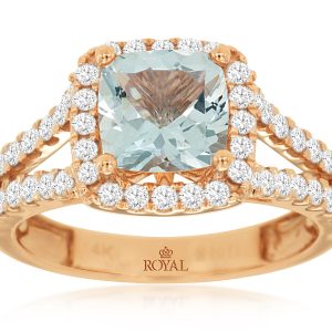AQUAMARINE & DIAMOND RING