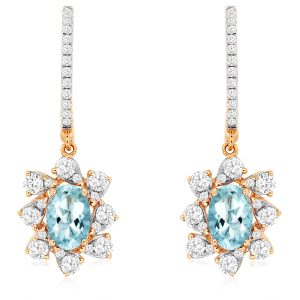 AQUAMARINE & DIAMOND EARRING