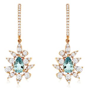 AQUAMARINE & DIAMOND EARRING