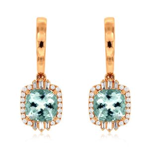 AQUAMARINE & DIAMOND EARRING