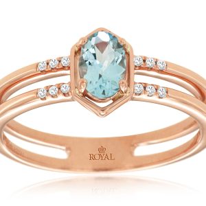 AQUAMARINE & DIAMOND RING