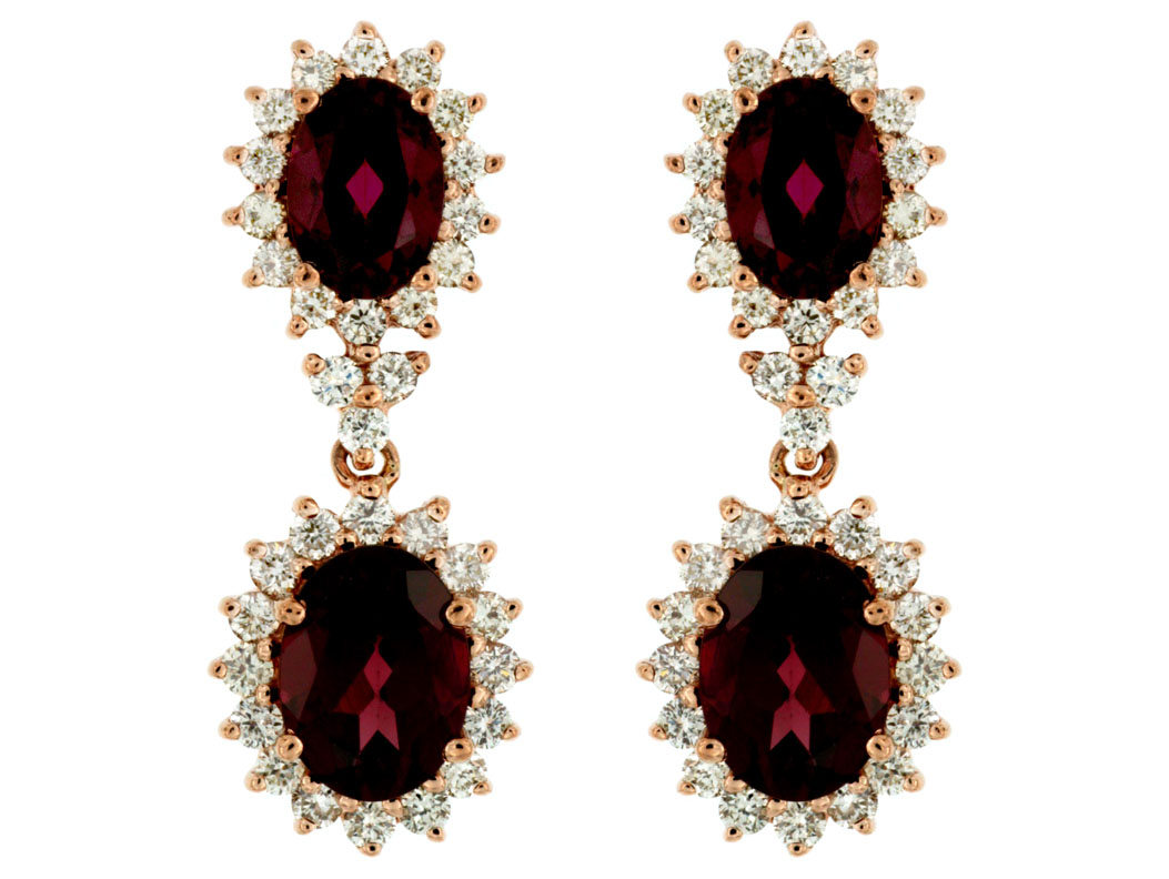 RHODOLITE & DIAMOND EARRING