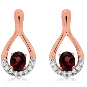 RHODOLITE & DIAMOND EARRING