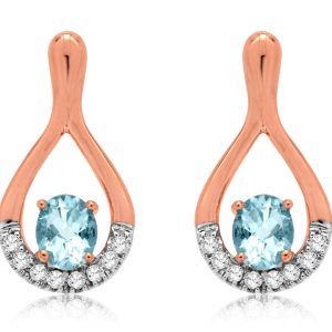 AQUAMARINE & DIAMOND EARRING