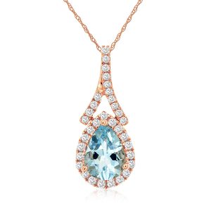 AQUAMARINE & DIAMOND PENDANT