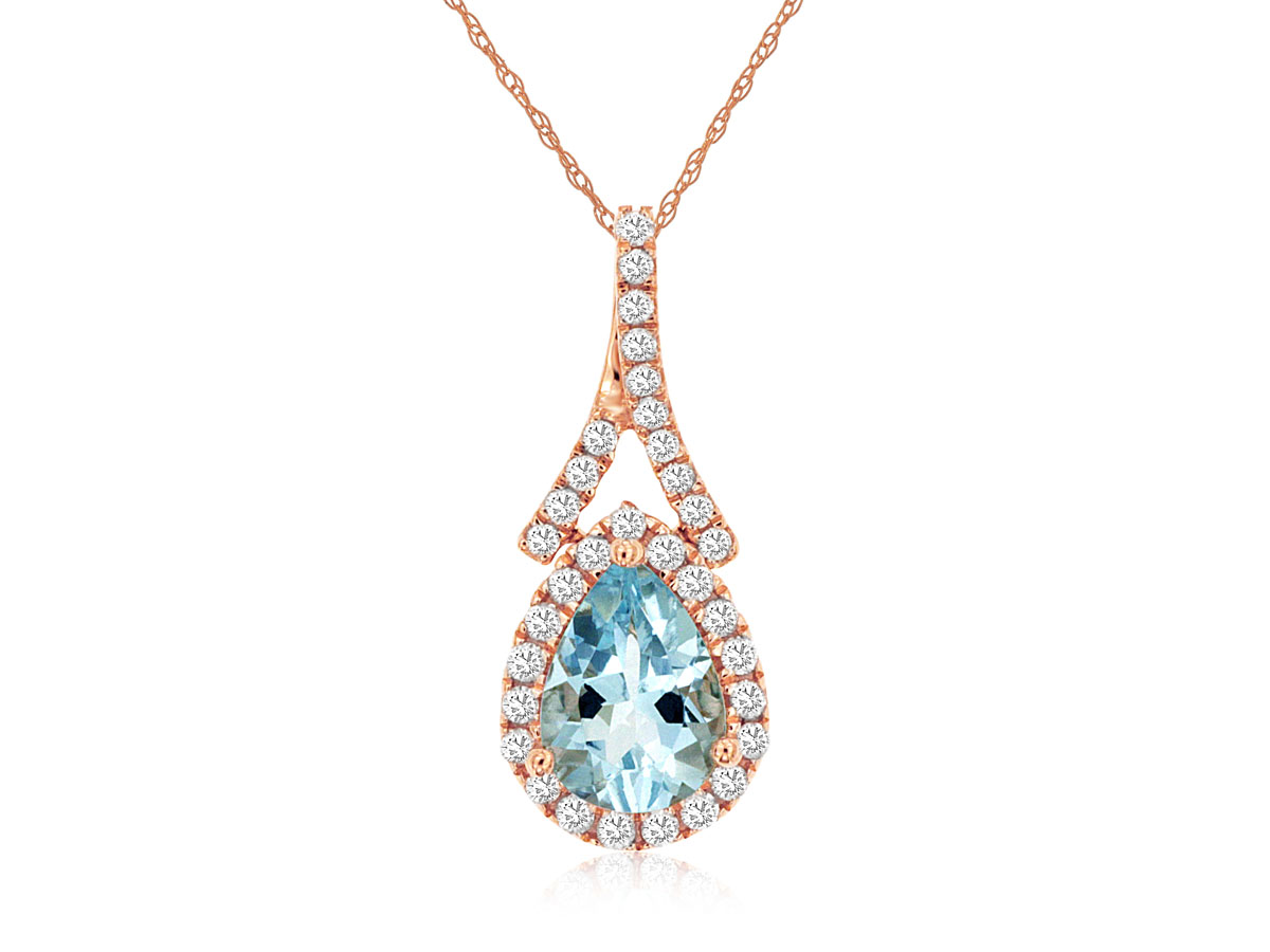 AQUAMARINE & DIAMOND PENDANT