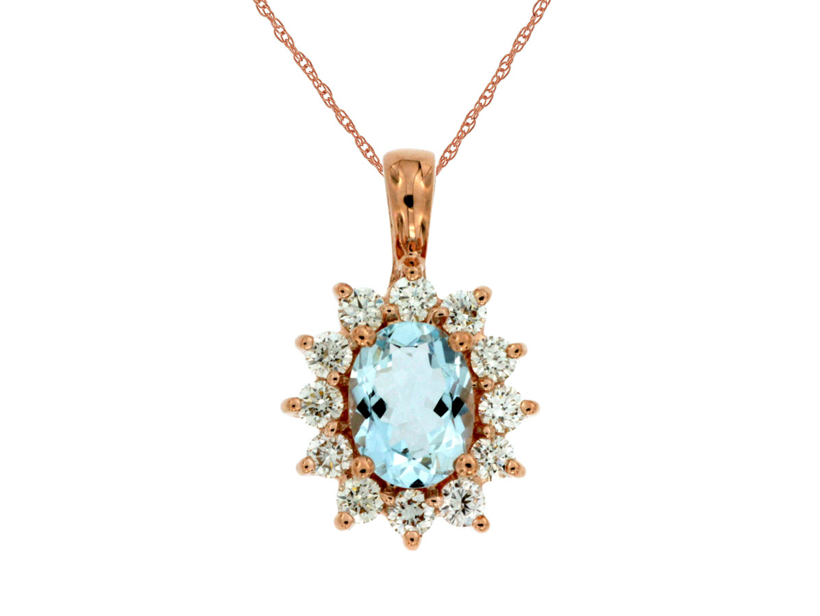 AQUAMARINE & DIAMOND PENDANT
