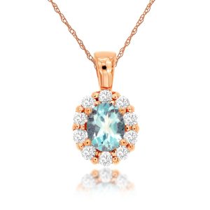 AQUAMARINE & DIAMOND PENDANT