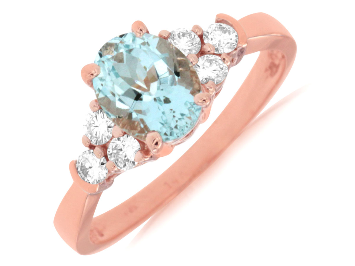 AQUAMARINE & DIAMOND RING