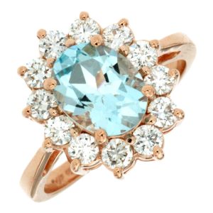 AQUAMARINE & DIAMOND RING