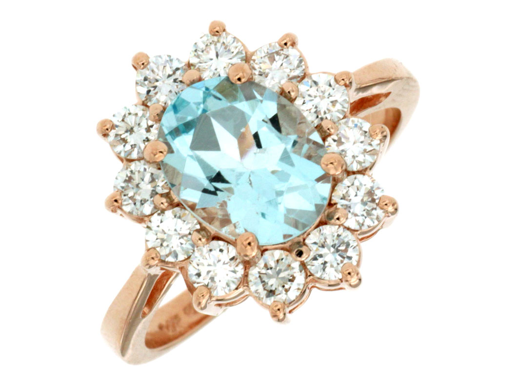 AQUAMARINE & DIAMOND RING