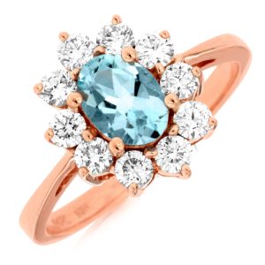 AQUAMARINE & DIAMOND RING