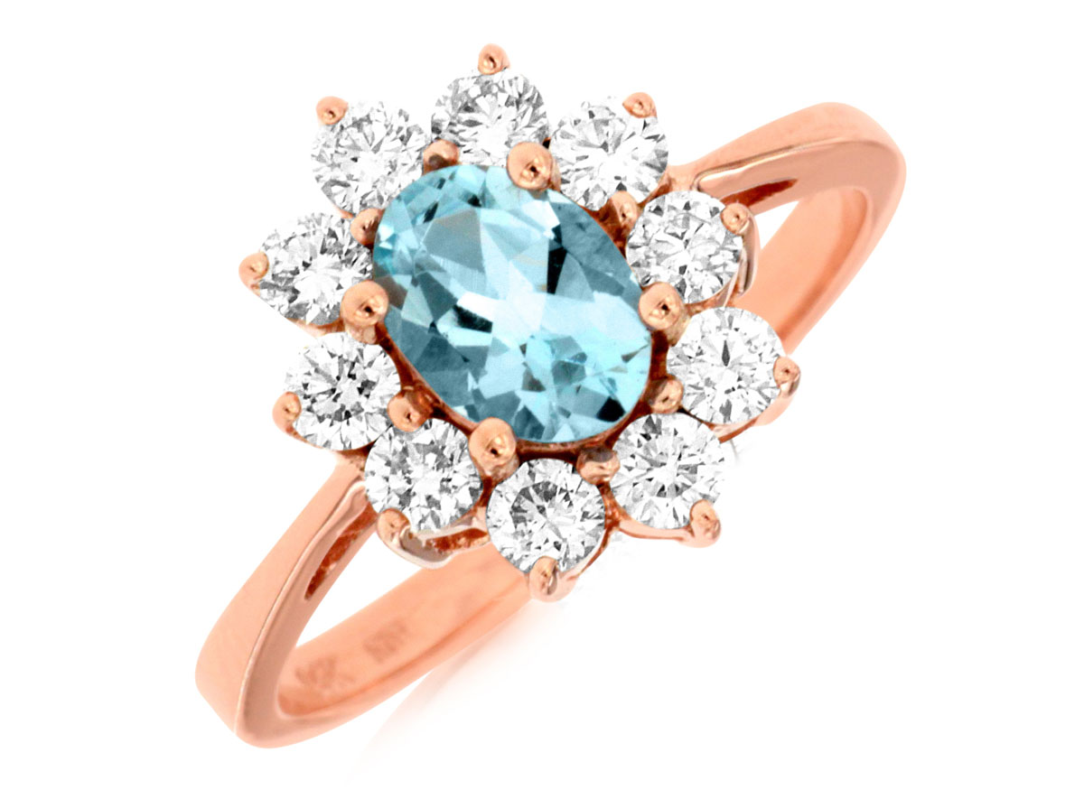 AQUAMARINE & DIAMOND RING