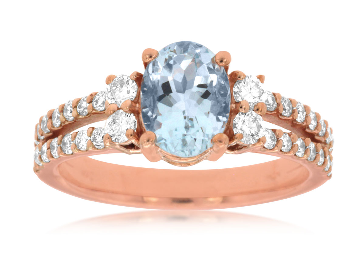 AQUAMARINE & DIAMOND RING
