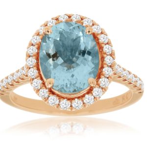 AQUAMARINE & DIAMOND RING