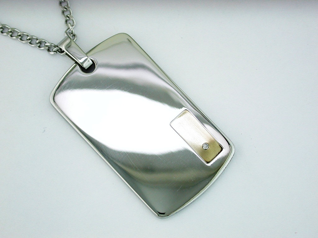 STAINLESS STEEL & 14K PENDANT