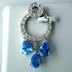 BLUE TOPAZ & DIAMOND PENDANT