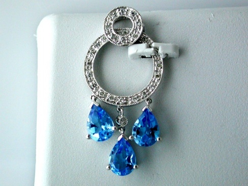 BLUE TOPAZ & DIAMOND PENDANT