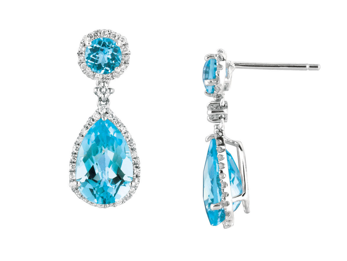 BLUE TOPAZ & DIAMOND EARRING