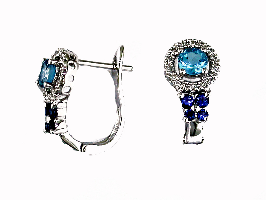 DIA' BLUE TOPAZ & 'SP' EARRING
