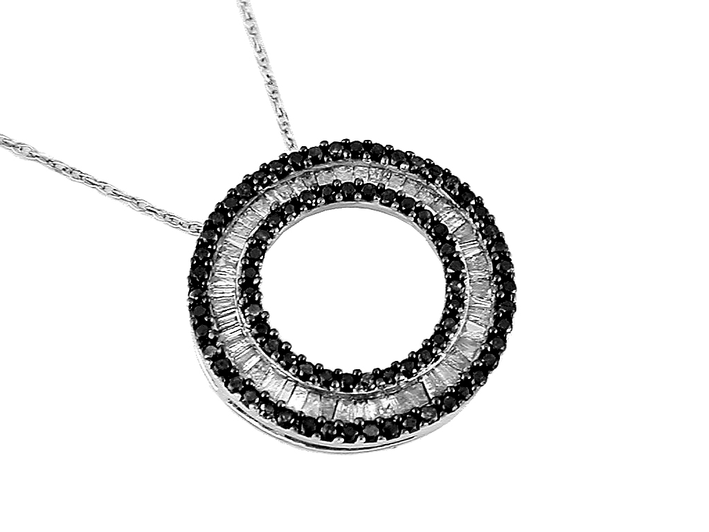 BLACK DIA & DIA CIRCLE PENDANT