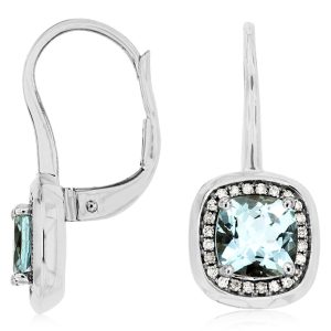 AQUAMARINE & DIAMOND EARRING
