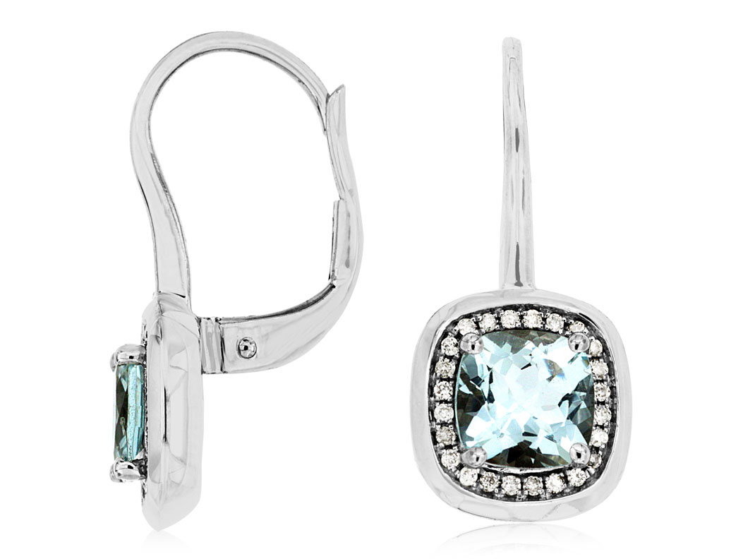 AQUAMARINE & DIAMOND EARRING