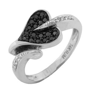 BLACK DIAMOND & DIA HEART RING