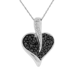 DIA & BLACK DIA HEART PENDANT