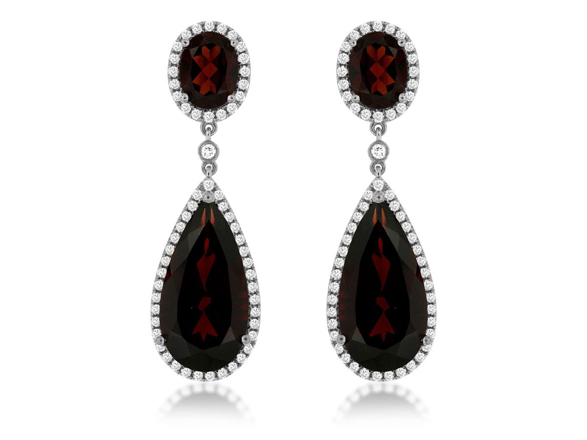 GARNET & DIAMOND EARRING