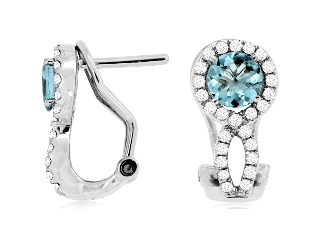 AQUAMARINE & DIAMOND EARRING