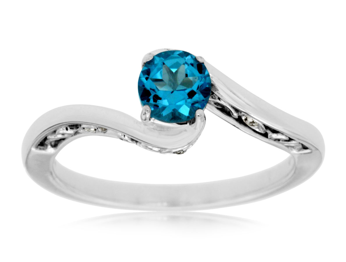 BLUE TOPAZ & DIAMOND RING