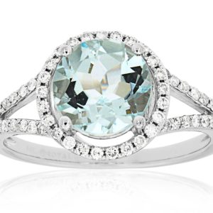 AQUAMARINE & DIAMOND RING