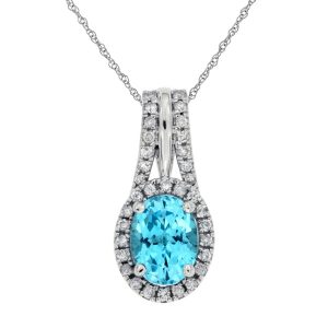 BLUE TOPAZ & DIAMOND PENDANT