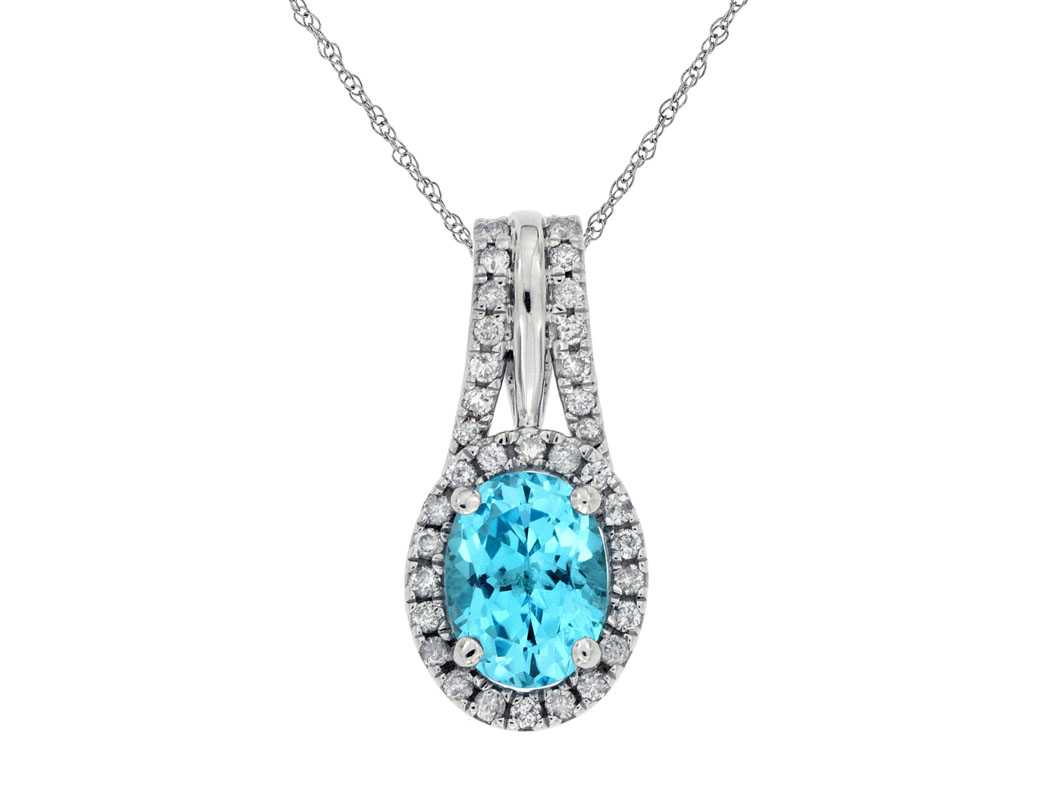BLUE TOPAZ & DIAMOND PENDANT