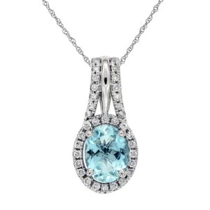 AQUAMARINE & DIAMOND PENDANT